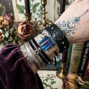 Designs by Forte Opalescent Crystal Black Rope Sliding Bracelet – Handmade